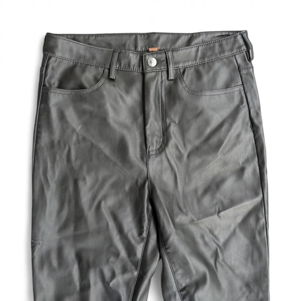 Free People Vegan Leather High Waisted Seamed Skinny Pant Black Women's Sz 29